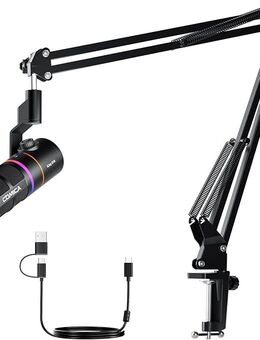COMICA EJoy D10(A) RGB Nierenmikrofon Dynamisches Mikrofon mit Galgenarm (Schwarz) - Emsdetten