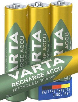 VARTA wiederauflaudbare Akkus Akku Micro 800 mAh (1,2 V, 4 St), VARTA Recharge Accu Recycled wiederaufladbar