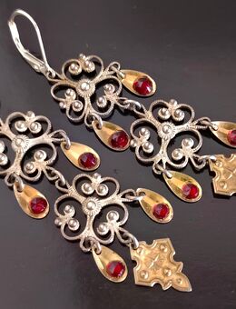 Antique/ vintage Norwegian Bridal Jewelry Sterling silver earrings with garnets, 1920-1960. - Berlin Mitte