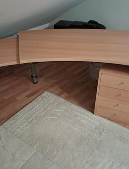 Schreibtisch, besonderes Design aus Buche und Chrom, mit Container - Sprockhövel Zentrum
