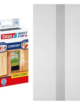 tesa Insektenschutz-Tür Insect Stop Comfort Fliegengitter für Türen - 1,2 m : 2,2 m, (Packung, 1-St., Fliegennetz, Klettband), Balkon Türvorhang - Insektenschutz ohne Bohren
