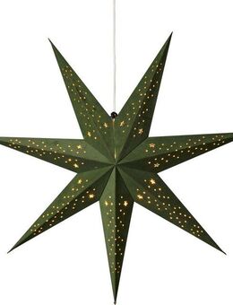 KONSTSMIDE Dekostern Weihnachtsstern, Weihnachtsdeko, 1 St., Papierstern, LED Stern mit grünem Samt, perforiert, 7 Zacken