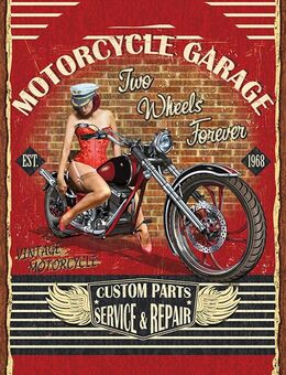 Tolles Blechschild Motorcycle Motorrad Pin Up Girl Biker - Berlin