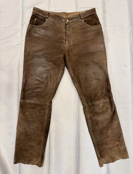 Leder Jeans Nubuk Lederhose Braun Grösse 52 XL schöne Nahtdetails - Köln
