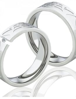 Edelstahlringe LUC50 mit Diamant und Etui - Aholming