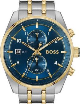 BOSS Chronograph SKYTRAVELLER 1514247, Quarzuhr, Armbanduhr, Herrenuhr, Edelstahlarmband, analog, Tag