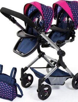 Bayer Zwillingspuppenwagen Twin Neo, blau/pink
