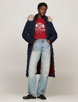 Tommy Hilfiger Steppmantel HERITAGE DOWN TYRA MAXI WITH FUR mit Logopatch