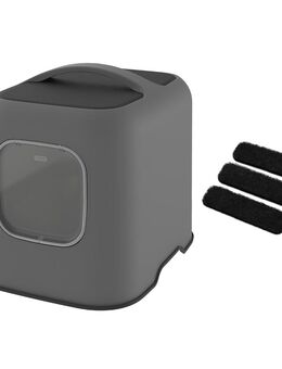 Rotho MyPet Katzentoilette BIALA - Sparset: Katzentoilette anthrazit + 3 x Aktivkohlefilter