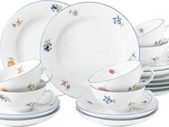 Seltmann Weiden Teeservice Geschirr-Set Sonate Nostalgie (18-tlg), 6 Personen, Porzellan, Tassen, Untertassen, Teller, Made in Germany, 18 Teile, für 6 Personen