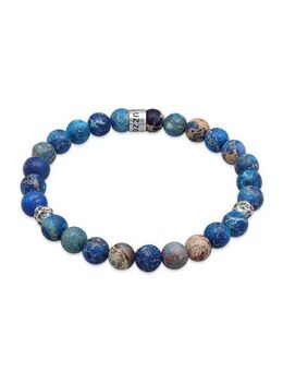 Kuzzoi Armband Herren Achat Perlen Blau Beads 925 Silber