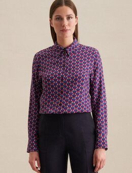 seidensticker Hemdbluse Schwarze Rose Langarm Kragen Druck