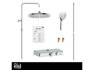 Eisl Stangenbrause-Set FUTURA, 3 Strahlart(en), Komplett-Set, mit Thermostatarmatur und Glasablage, Handbrause mit 3 Funktionen
