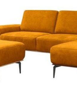 W.SCHILLIG Ecksofa run, Designsofa mit tollem Sitzkomfort, bequem, L-Form, mit Holzsockel, Füße in Schwarz pulverbeschichtet, Breite 319 cm