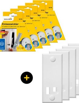 SCHELLENBERG Einlass-Gurtwickler Unterputz, inkl. Abdeckplatte weiß, Set, 5-tlg., 10,5 cm Lochabstand für das Rollladensystem Maxi