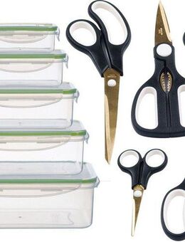 KING Scheren-Set Easycut Box, (Set, 15-tlg), 5 Scheren, 5 Vorratsboxen inkl. Deckel