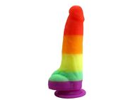 Rainbow Bliss Dildo – Der bunte Genuss, 20 cm, Intensive Farben und Struktur - Essen