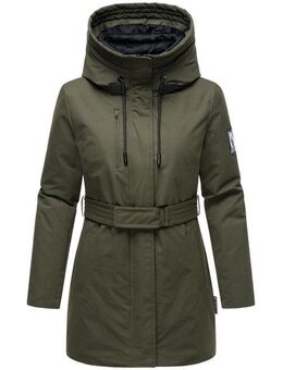 Navahoo Winterjacke Eishauch 14 Damen Winterparka mit Taillengürtel und Fleece-Kragen