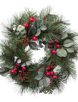 Kunstkranz Tannen-Mix-Kranz, Creativ green, Höhe 8 cm, mit Zapfen und Beeren