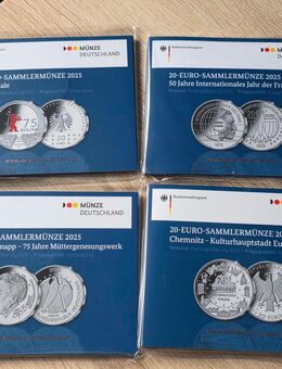 4 x 20 Euro-Sammlermünzenset BRD 2025 alle Ausgaben, PP, Neu, OVP - Büren