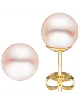 JOBO Paar Ohrstecker, 585 Gold mit Akoya-Zuchtperlen 8,5 mm