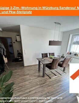 ! Geräumige 3-Zimmer-Wohnung mit Balkon in Würzburg-Sanderau ! - Würzburg