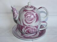 Tea for one - Set, sehr dekorativ mit floralem Muster - Niederfischbach