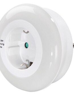 Hama LED Nachtlicht LED Nachtlicht mit Steckdose, Lichtsensor, Berührungsschutz, Ein-/Ausschalter, LED fest integriert, Tageslichtweiß