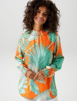 Aniston CASUAL Schlupfbluse mit großflächigen Blätterdruck im Batik-Dessin
