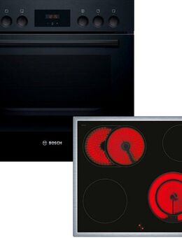 BOSCH Elektro-Herd-Set HND211LB2, mit Teleskopauszug nachrüstbar, 3D-Heißluft: Gleichmäßige Hitze für perfekte Ergebnisse