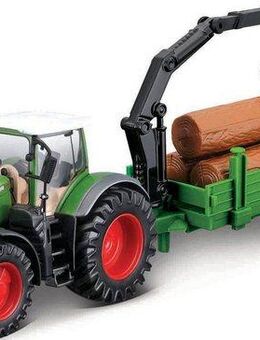 Bburago Spielzeug-Traktor Farmland, FENDT Vario 1050 mit Holztransporter
