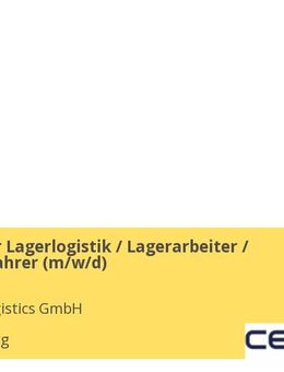 Mitarbeiter Lagerlogistik / Lagerarbeiter / Schlepperfahrer (m/w/d) - Wolfsburg