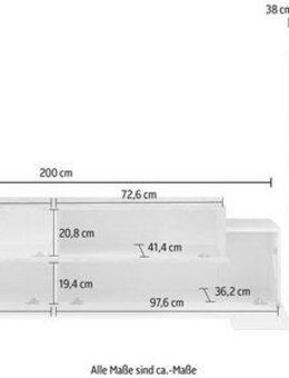 INOSIGN Wohnwand Coro, Anbauwand, Medienwand, (Set, 2-St), Lowboard 4 Fächern Breite 200 und Vitrine 3 Türen Breite 80