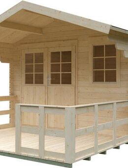 KONIFERA Gartenhaus Kallenberg 2 aus naturbelassenem Fichtenholz, BxT: 340x443 cm, mit Terrasse, Vordach und Fußboden