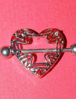 Piercing - Brust / Nippel „Chirurgenstahl“ Herz m. roten Kristallen - Andernach