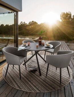 Destiny Garten-Essgruppe MODENA BARLETTA, (5-tlg., 4x Sessel, 1x Tisch), Aluminium, Olefin, HPL