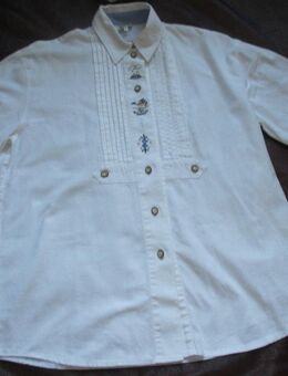 NEU * Original Granny VINTAGE * Nostalgie * Brauchtum * Folklore * Trachten * Volksfest * Oktoberfest * Edelweiss * Blüten * Flower * Stickerei * BLUSE "Distler Original" Gr. 40- 44/ M- L * weiß * blau * - Riedlingen