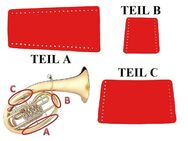 3-teiliger Leder Handschutz in Rot für Tenorhorn, Bariton und Euphonium - Sebnitz Zentrum