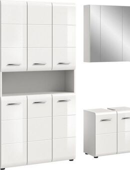 INOSIGN Badezimmer-Set, (Set, 4-St), Florenz, Badkombination 3-tlg., Weiß hochglanz, Mehrzweckschrank