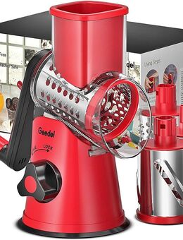 ## NEU ## NUR ABHOLUNG - Käsereibe, Reibe für Gemüse mit 3 Trommelblättern, Trommelreibe Schnelleres und Einfaches Schneiden, Gemüseschneider Ideal für Käse, Gurken, Karotten, Nüsse usw - Meiningen