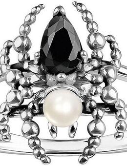 THOMAS SABO Fingerring Spider Romance, Spinnen-Optik, TR2480-167-7-52-60, mit Zirkonia (synth) - mit Süßwasserzuchtperle