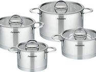 Hanseatic Topf-Set hanseatic, Edelstahl 18/10 (Set, 8-tlg., je 1 Fleischtopf 16/20/24 cm, Bratentopf 20 cm), handfreundliche Kaltmetallgriffe, Literskala, Glasdeckel, Induktion