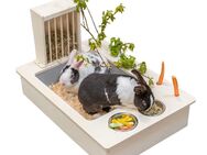TRIXIE Futterstation mit Näpfen/Heuraufe aus Holz - 1 Stück