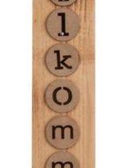 näve LED Dekoobjekt Willkommen, Timerfunktion, LED fest integriert, Warmweiß, Holz-Stehleuchte, Höhe ca. 82cm, Batteriebetrieben