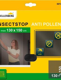 SCHELLENBERG Fliegengitter-Gewebe mit Pollenschutz für Fenster, (Set, 1-St), Insektenschutz, einfache Klebe-Montage, 130 x 150 cm, anthrazit