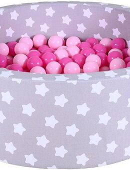 Knorrtoys® Bällebad Soft, Grey White Stars, mit 300 Bällen soft pink, Made in Europe