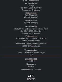 Harry Potter Musical + Lounge Tickets - Delmenhorst