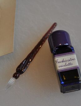 Mini Kalligraphie Glasfeder in violett mit Tinte in Geschenkverpackung - Alzenau