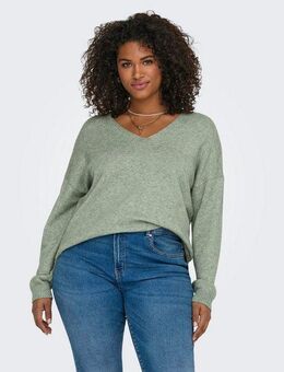 ONLY CARMAKOMA V-Ausschnitt-Pullover CARMARGARETA LS PULLOVER KNT NOOS