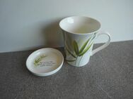 Porzellan Tee Becher Bambus-Dekor mit Deckel / Teebeutelablage Tasse Mug 3,- - Flensburg